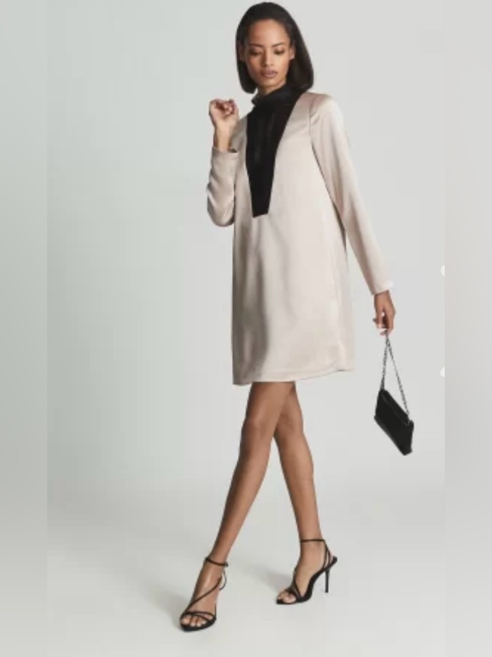 Reiss Gabriel Lace & Satin Shift Dress Sz 6